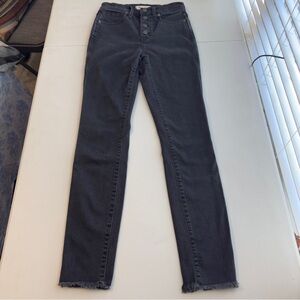Madewell 10" High-Rise Skinny Jeans in Berkeley Black Women's 25 Tall Button Fly